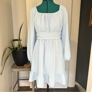 Dokotoo Womens Dress Long Lantern Sleeve Square Neck Tie Backless sz Large